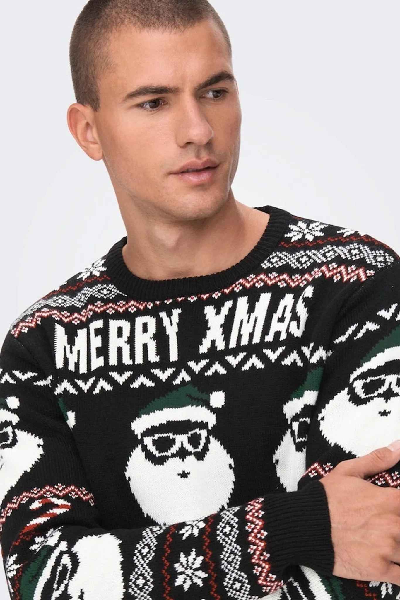 XMAS Santa Crewneck Knit - Black