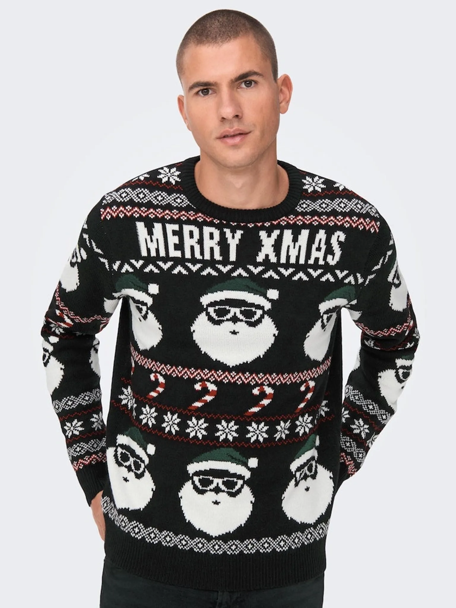 XMAS Santa Crewneck Knit - Black