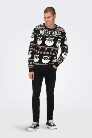 XMAS Santa Crewneck Knit - Black