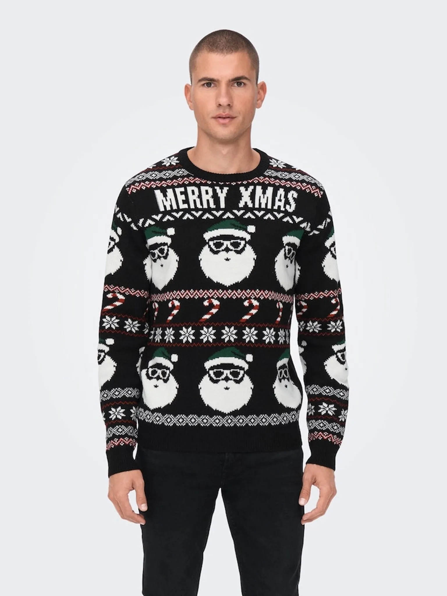 XMAS Santa Crewneck Knit - Black